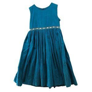 Strasburg Corduroy Dress Girls 5T Teal Sleeveless A-Line Long Midi Prairie